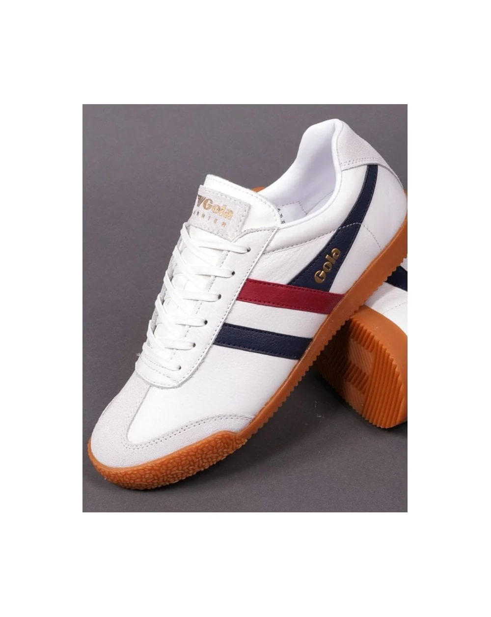 Gola Harrier Leather Trainer White / Navy / Red