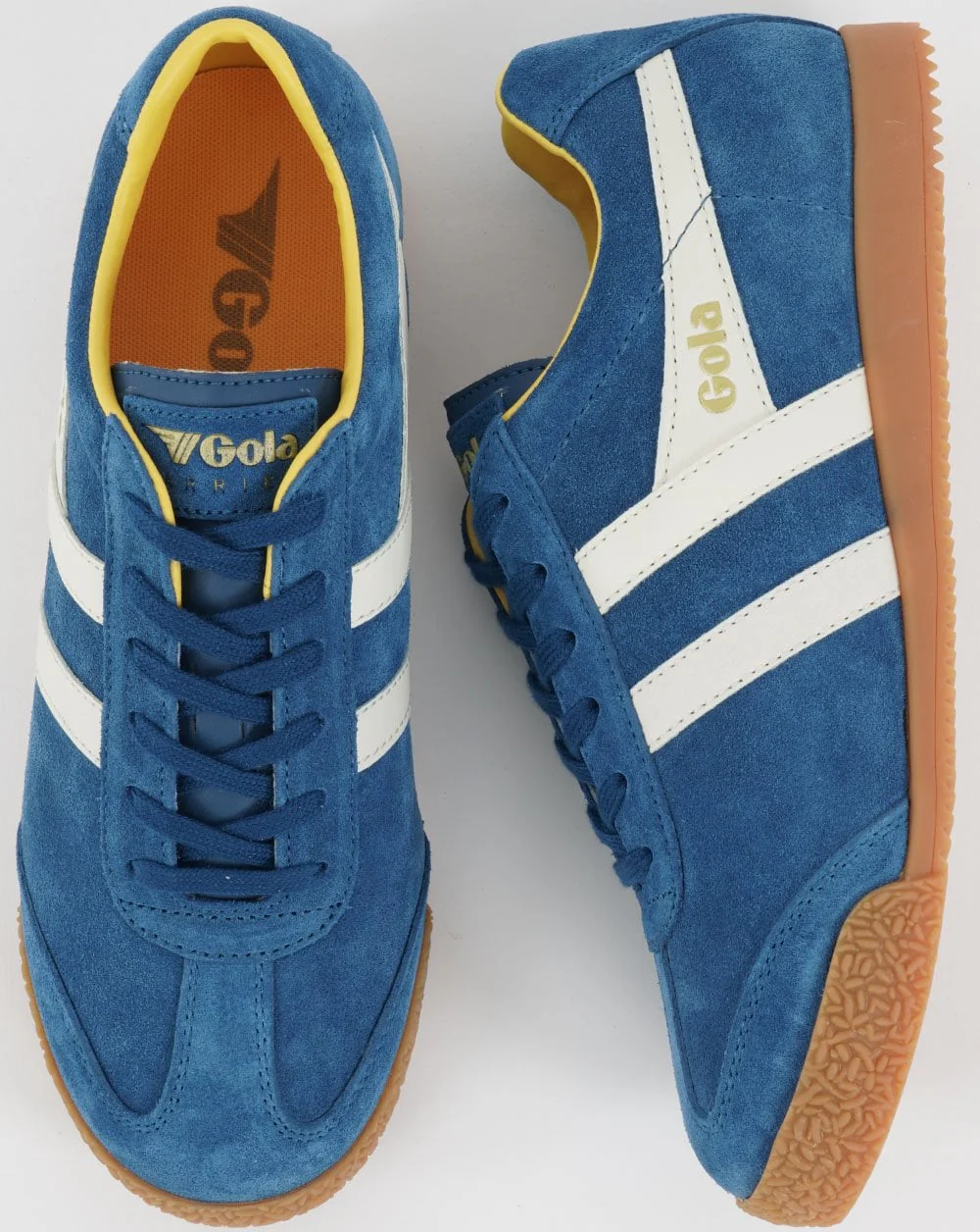 Gola Harrier Suede Trainer Marine Blue/Off White - Image 2
