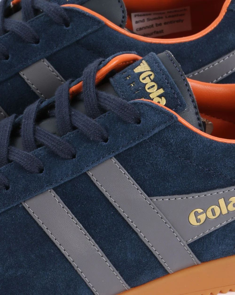 Gola Harrier Suede Trainer Navy/Grey/Moody Orange - Image 2