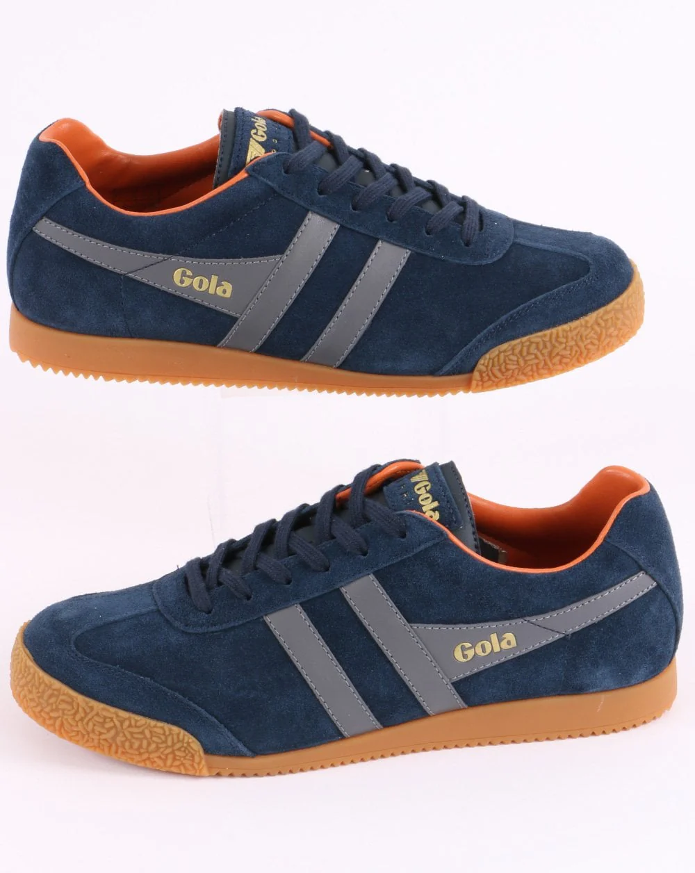 Gola Harrier Suede Trainer Navy/Grey/Moody Orange - Image 3