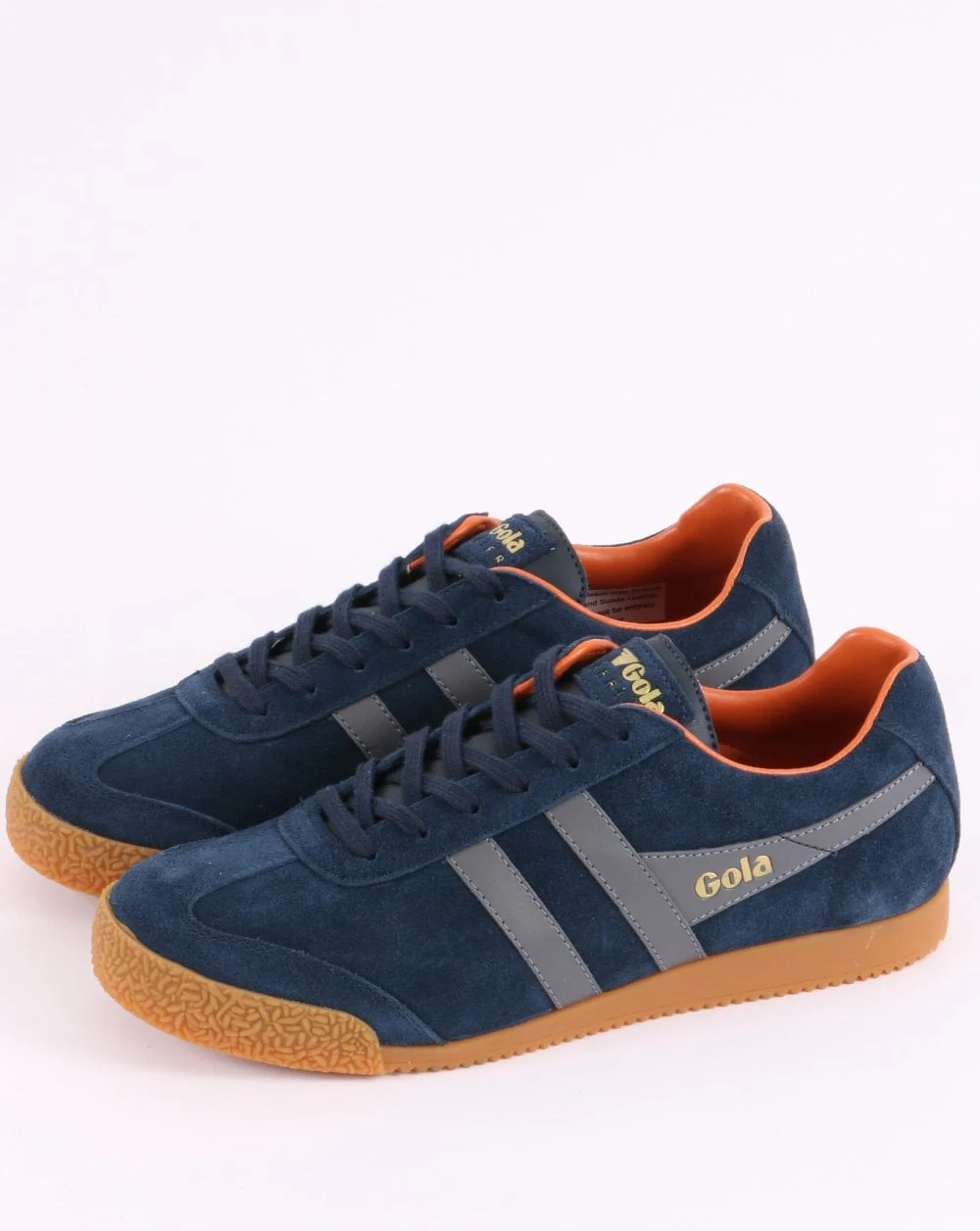Gola Harrier Suede Trainer Navy/Grey/Moody Orange - Image 4