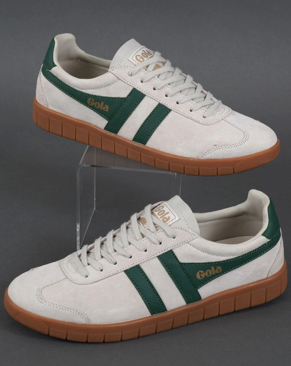 Gola Hurricane Suede Trainer Off White/Green/Gum