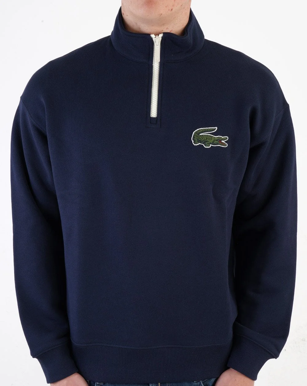 Lacoste 1/4 Zip Sweatshirt Navy - Image 3