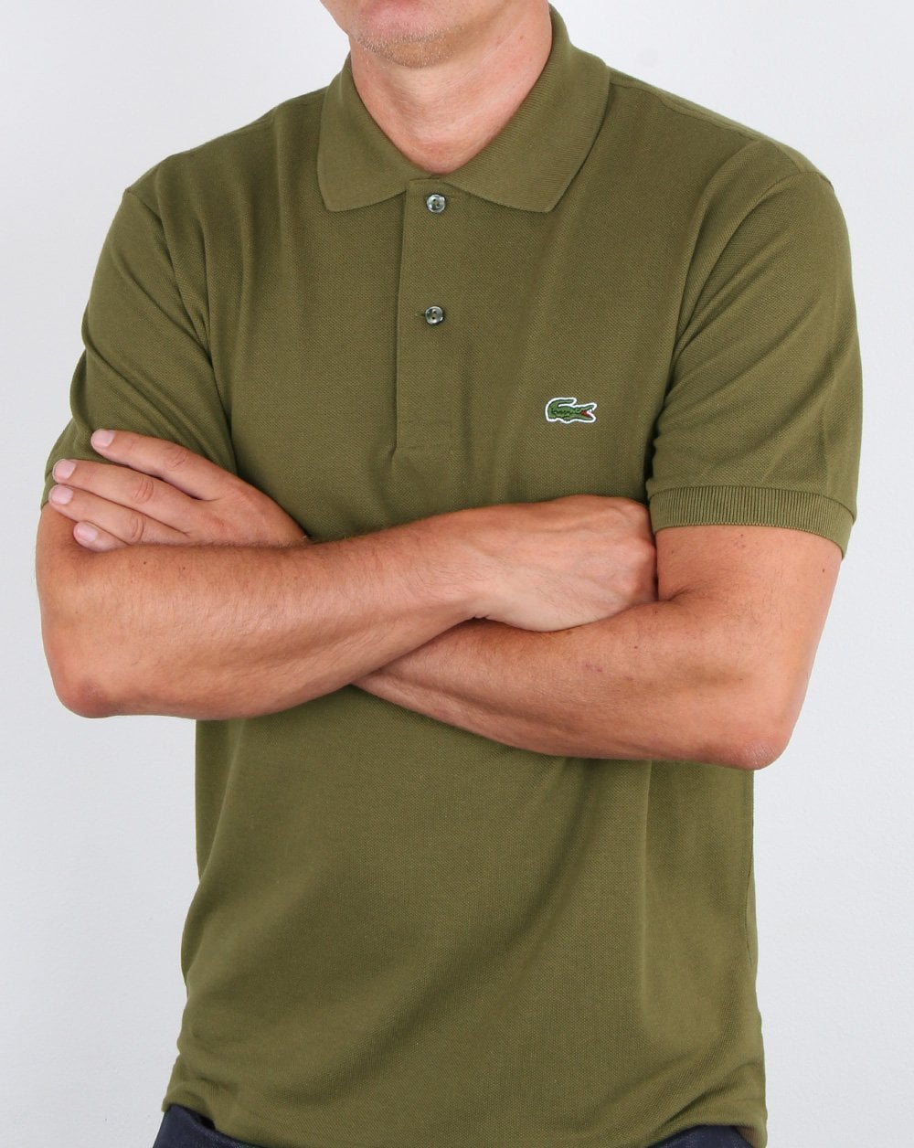 Lacoste Classic Two Button Polo Shirt Army - Image 3