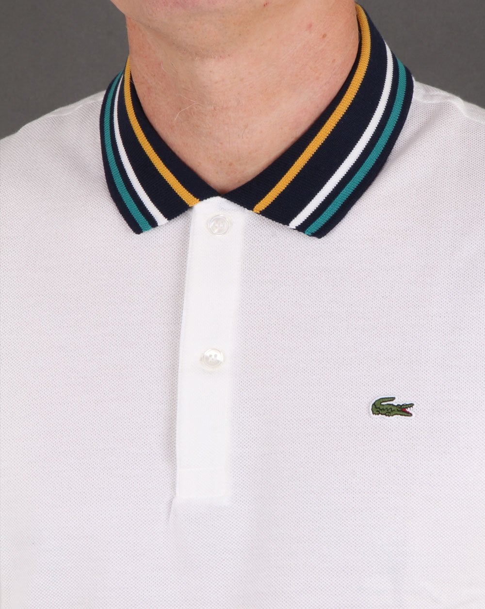 Lacoste Contrast Collar Polo Shirt in White - Image 2