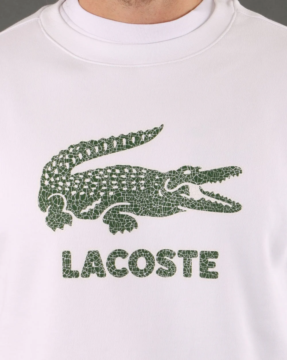 Lacoste Crackled Print Sweatshirt White - Image 2