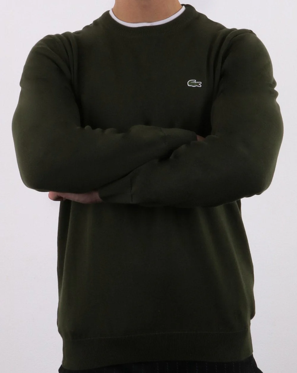 Lacoste Crew Neck Jumper Olive Green - Image 3