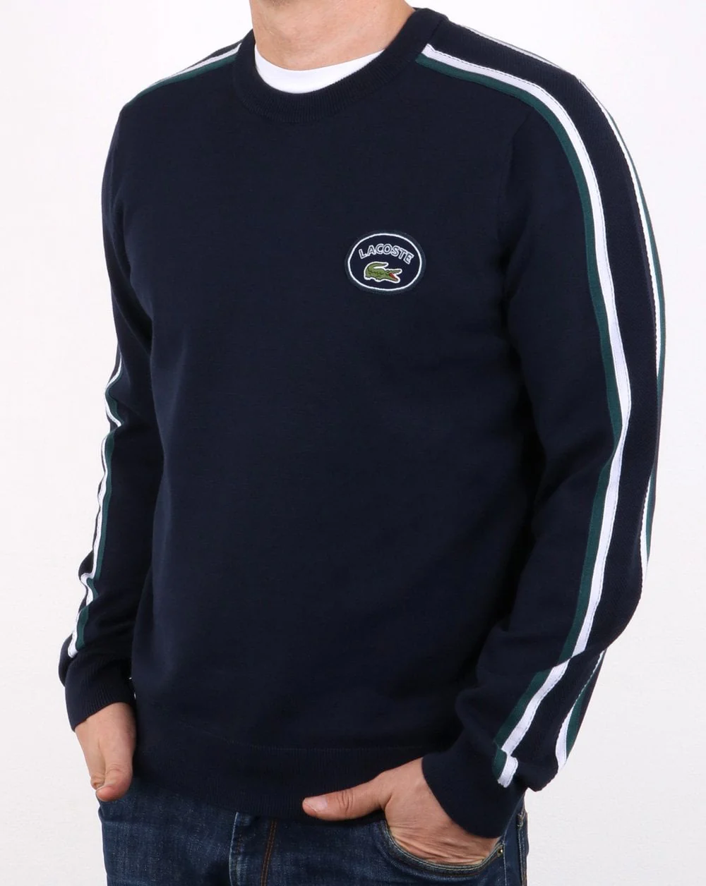 Lacoste Crew Vintage Jumper Navy/White - Image 2