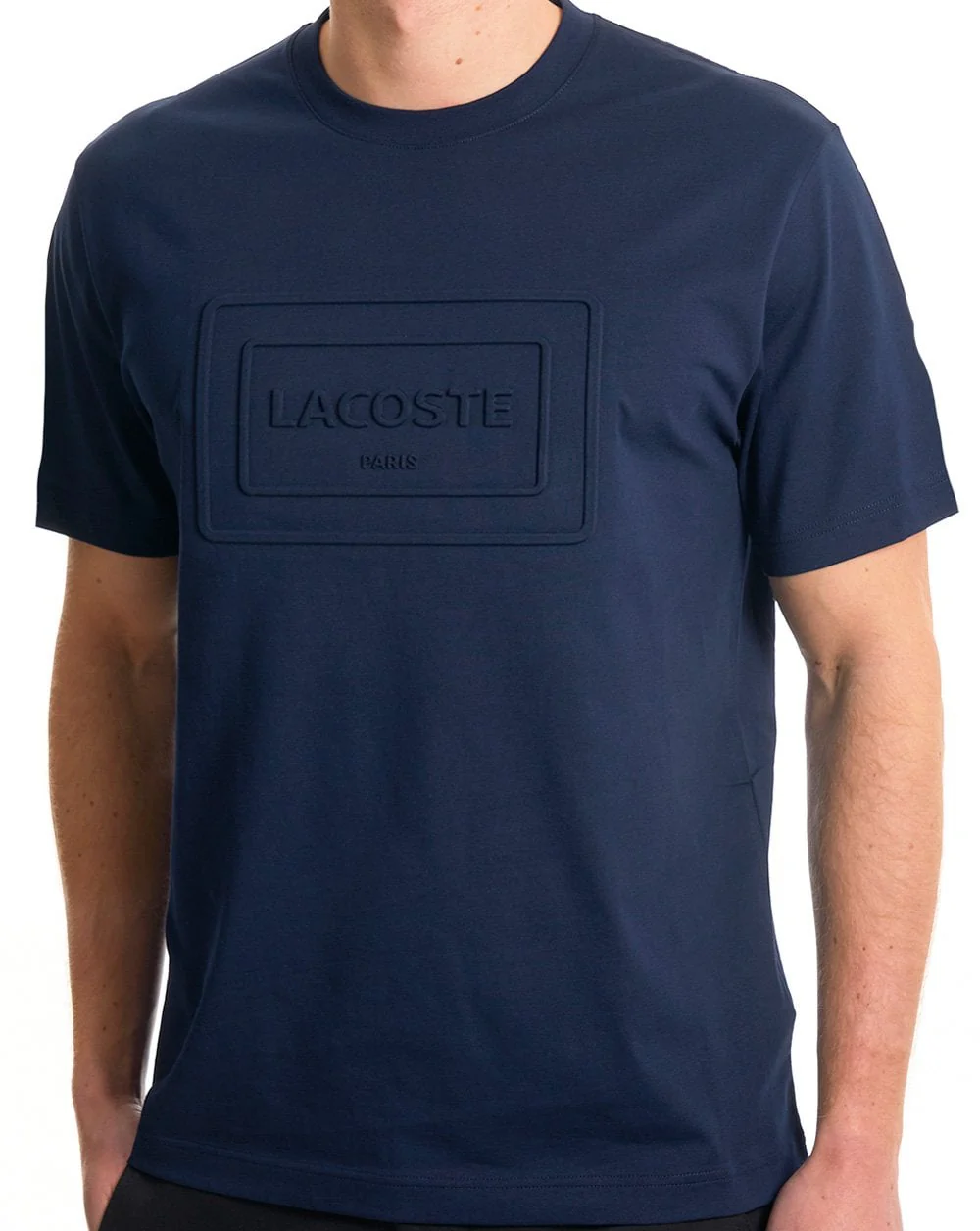 Lacoste Embossed Logo T Shirt Navy - Image 2