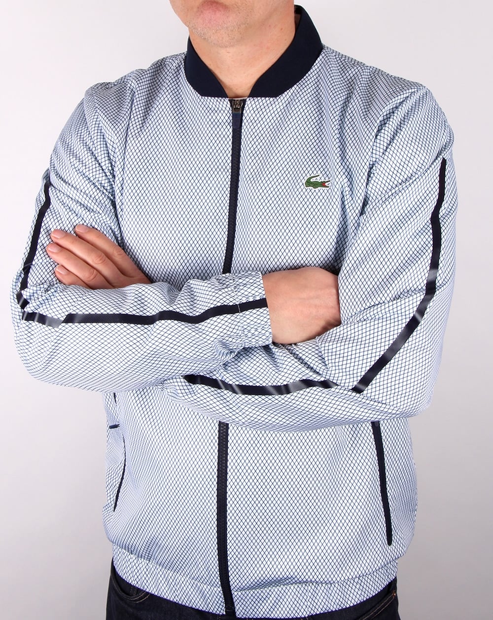 Lacoste Honeycomb Track Jacket White/Navy - Image 3