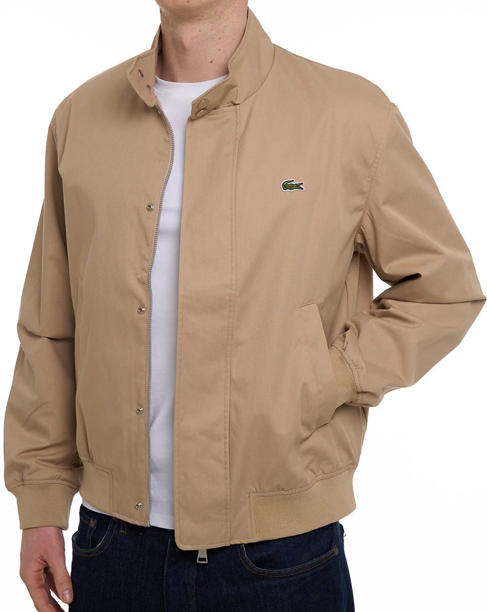 Lacoste Water-Repellent Twill Harrington Jacket Sand