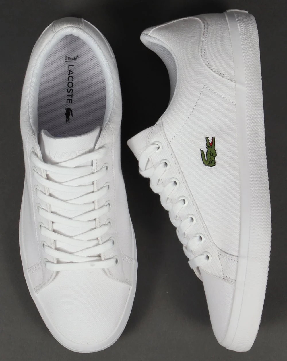 Lacoste Lerond Canvas Trainers White - Image 2