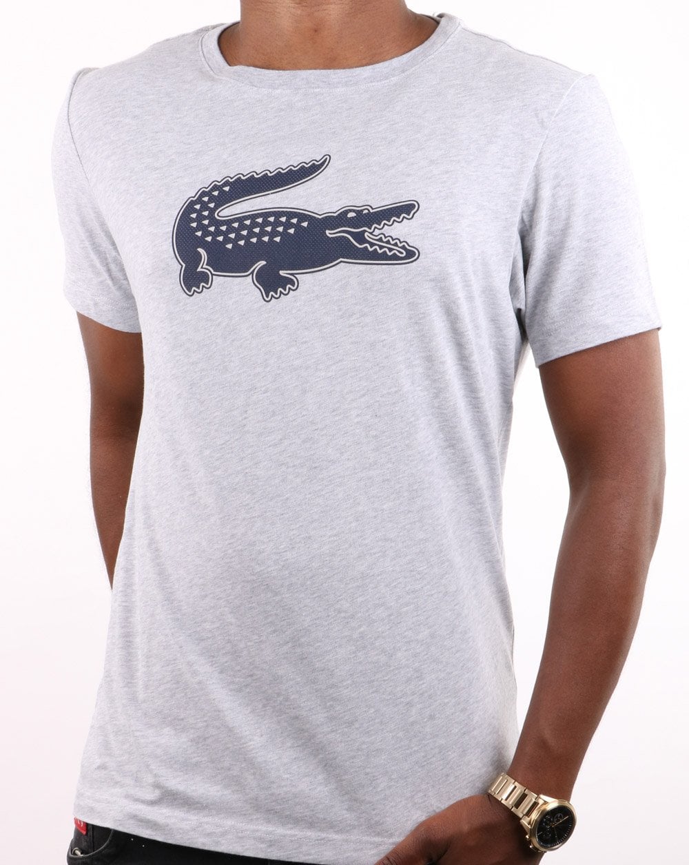 Lacoste Logo T-shirt Silver Chine/Navy - Image 2