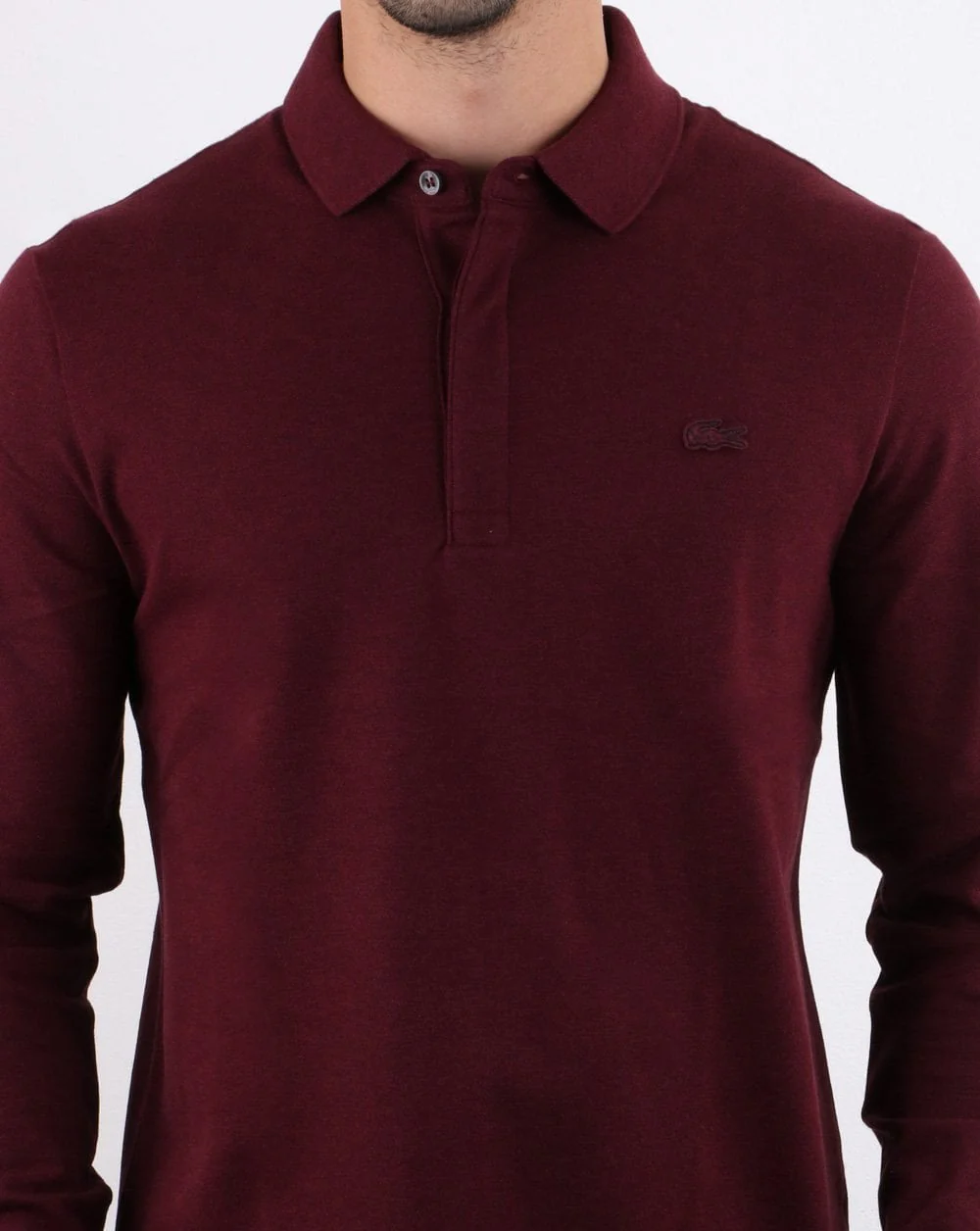 Lacoste Long Sleeve Polo Deep Burgundy - Image 4