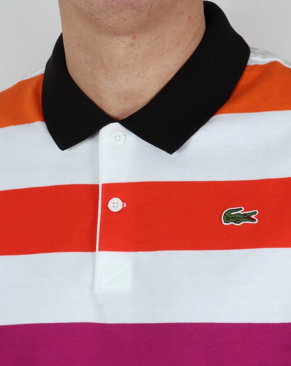 Lacoste Multi Stripe Polo Shirt White/mixed - Image 3