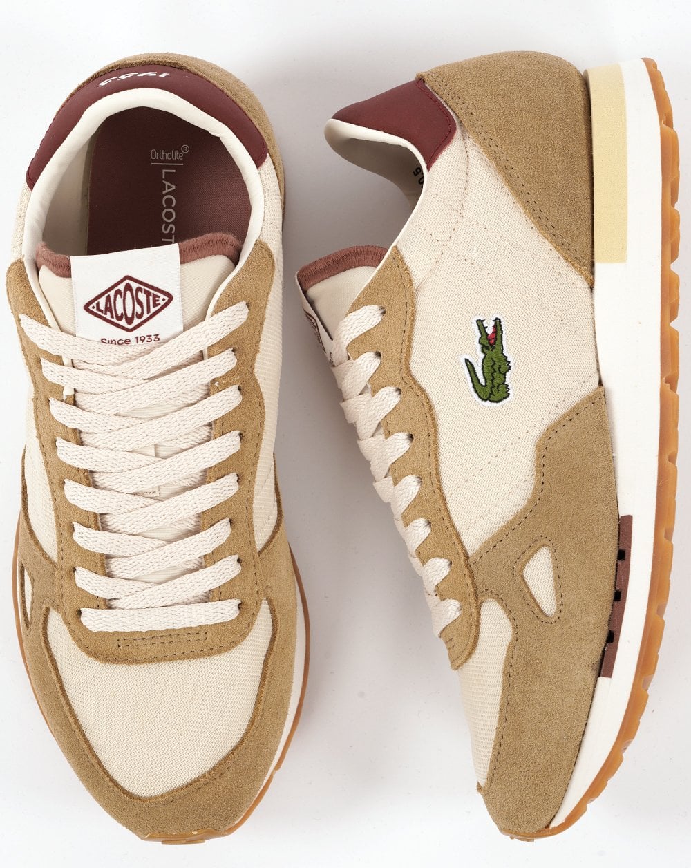 Lacoste Partner 70s Trainers Off White/Burgundy - Image 4