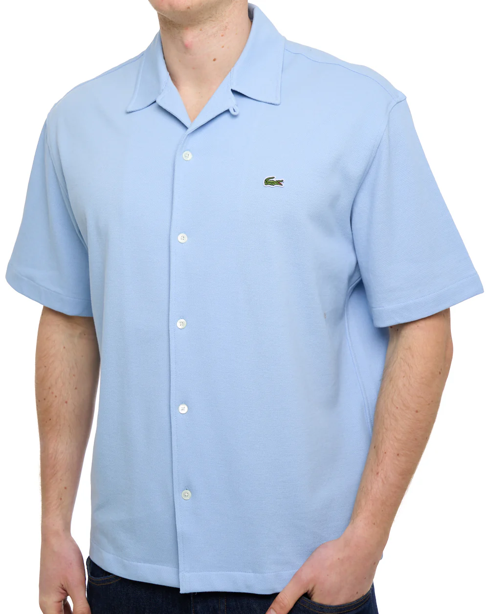 Lacoste Pique Cotton Short Sleeve Shirt Chambray Blue