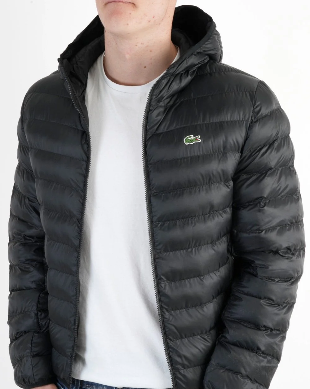 Lacoste Quilted Hooded Jacket Black - Image 4