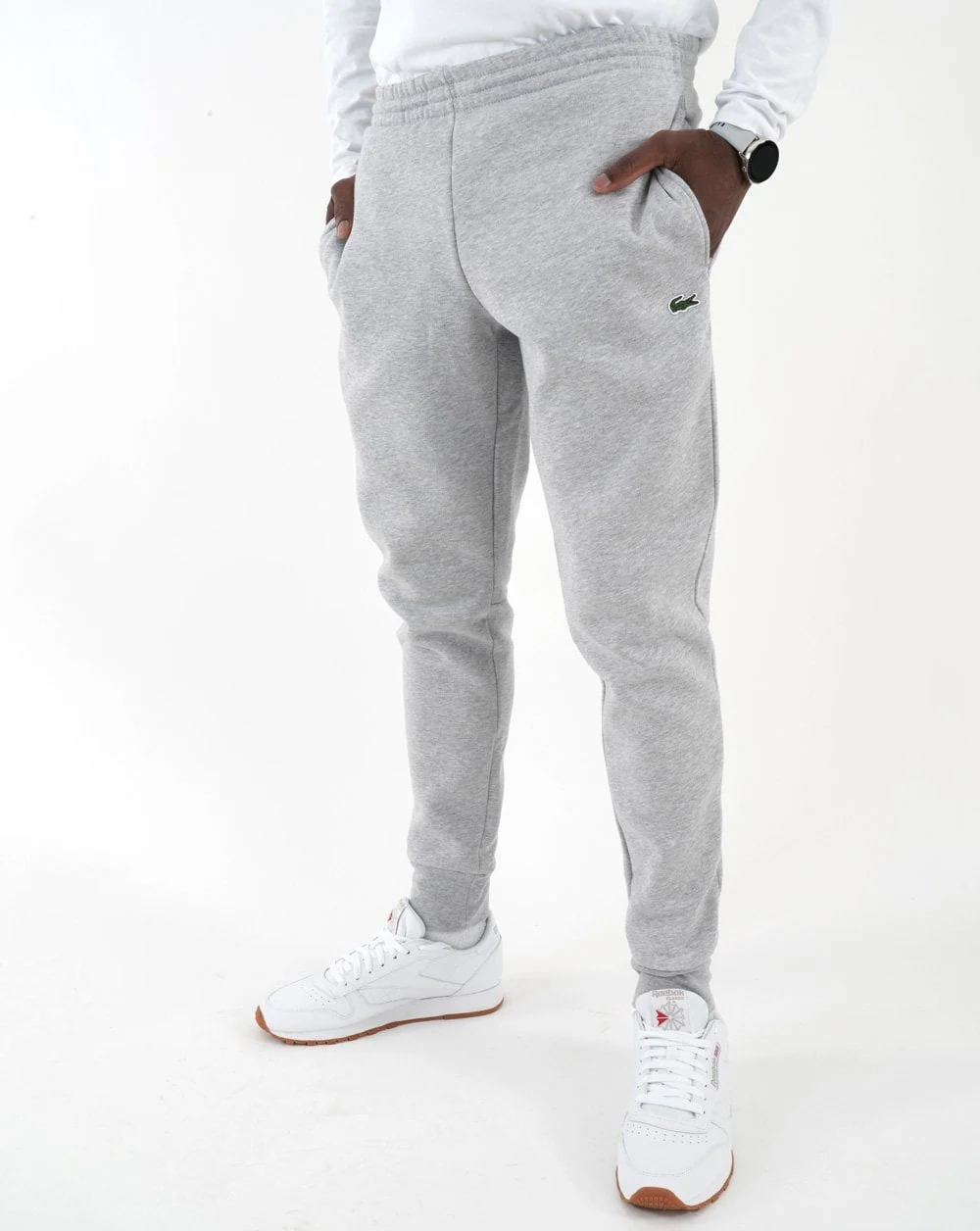 Lacoste Slim Cuffed Fleece Track Pant Silver Chine