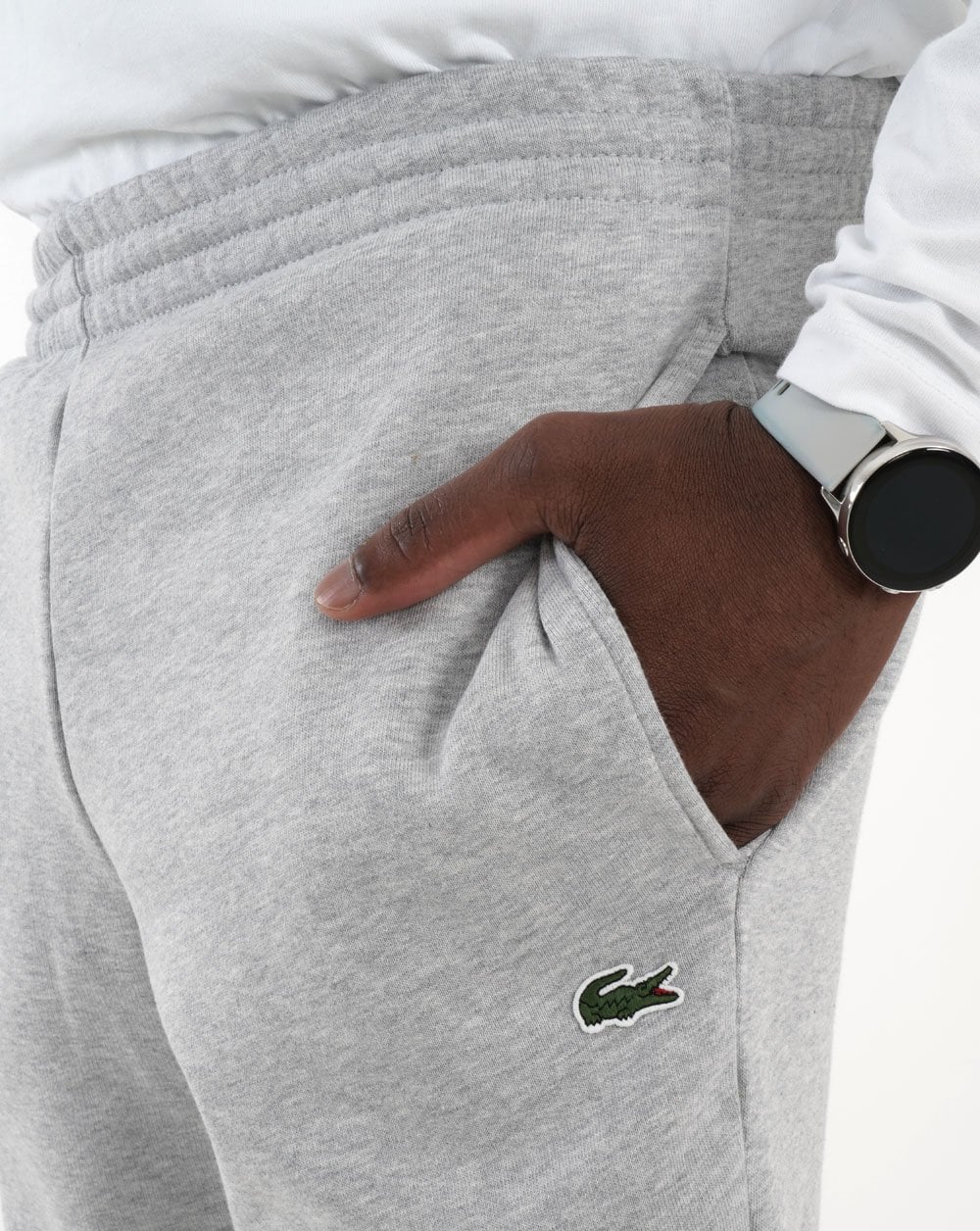 Lacoste Slim Cuffed Fleece Track Pant Silver Chine - Image 2