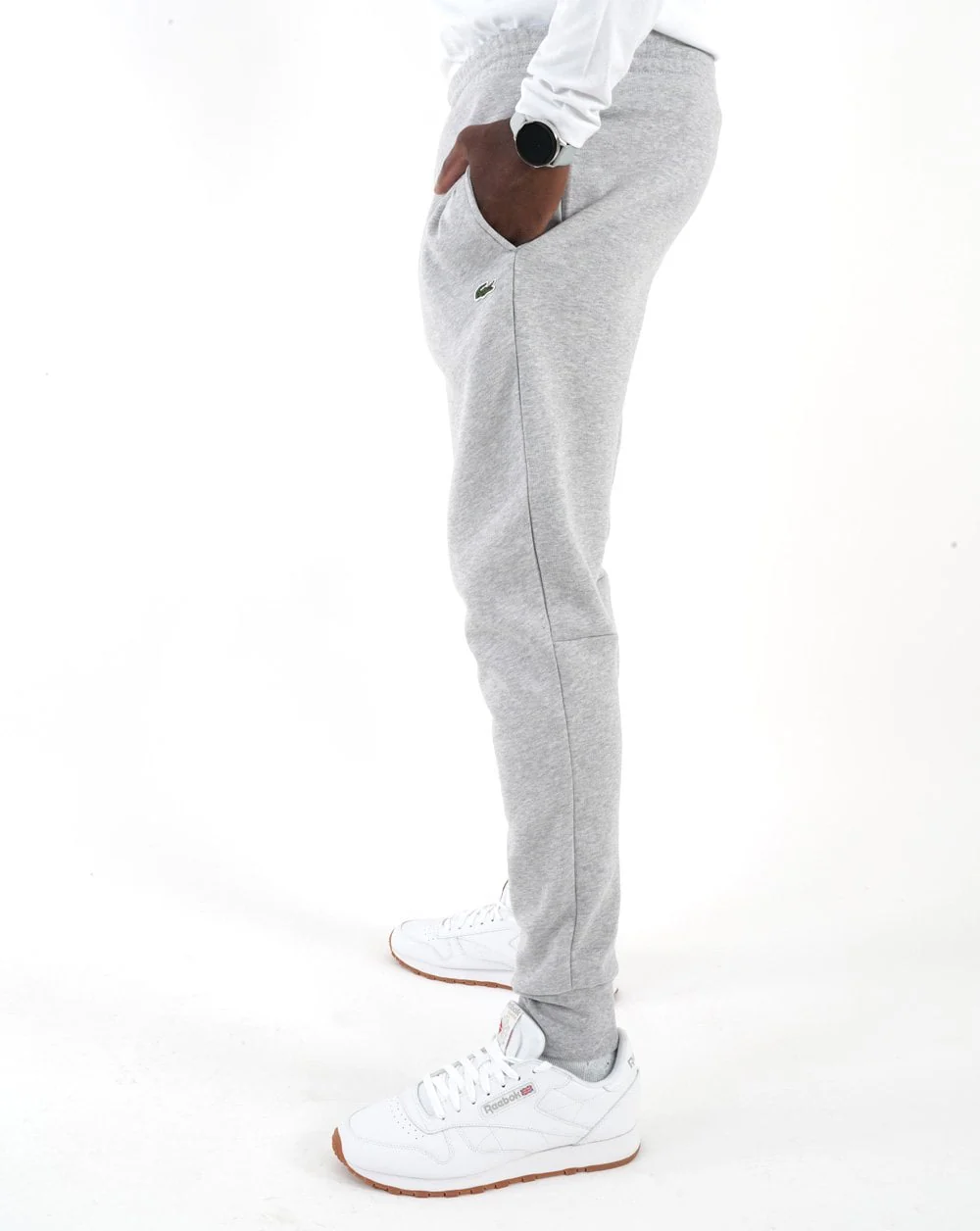 Lacoste Slim Cuffed Fleece Track Pant Silver Chine - Image 3