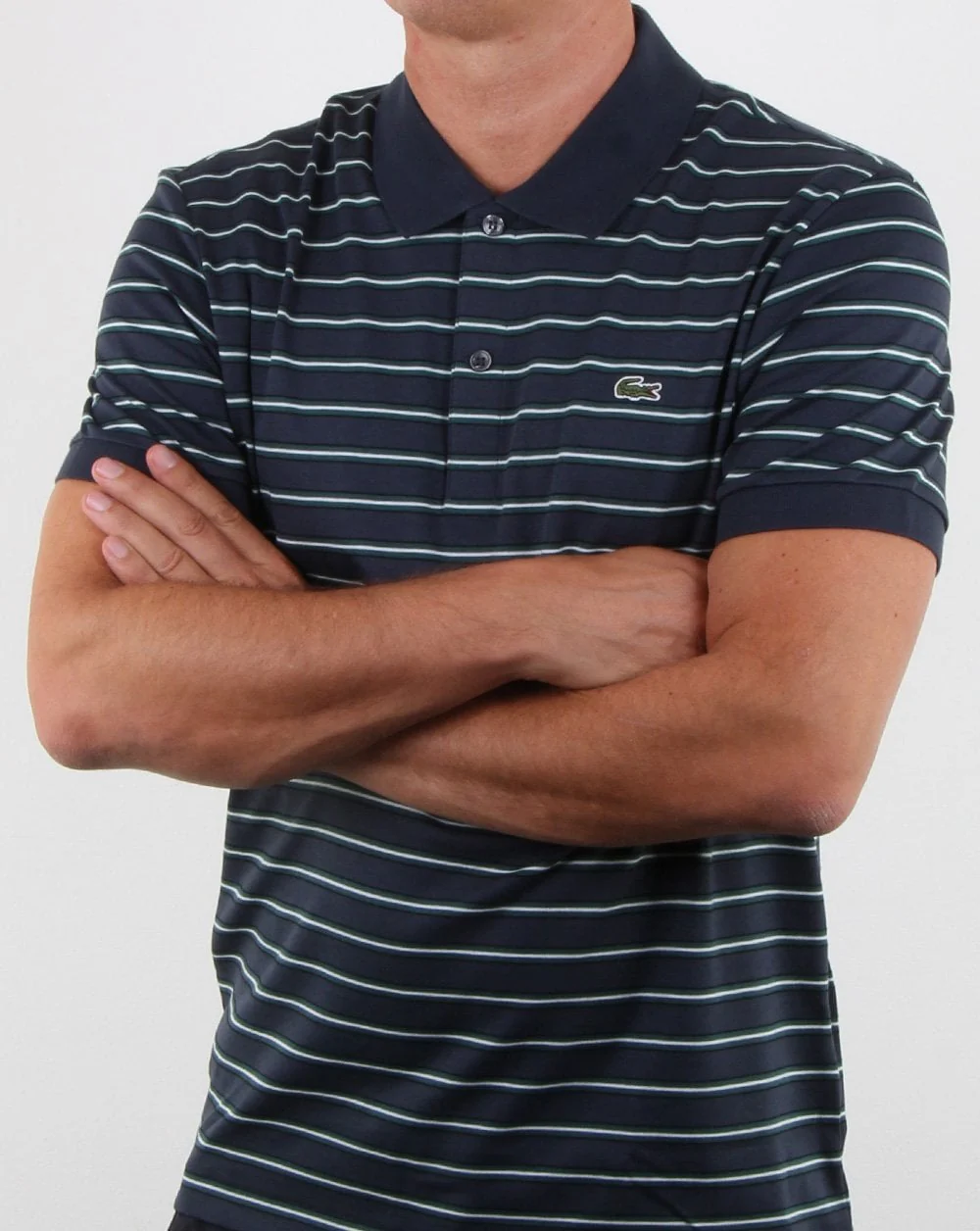 Lacoste Striped Polo Shirt Meridian Navy Blue - Image 3