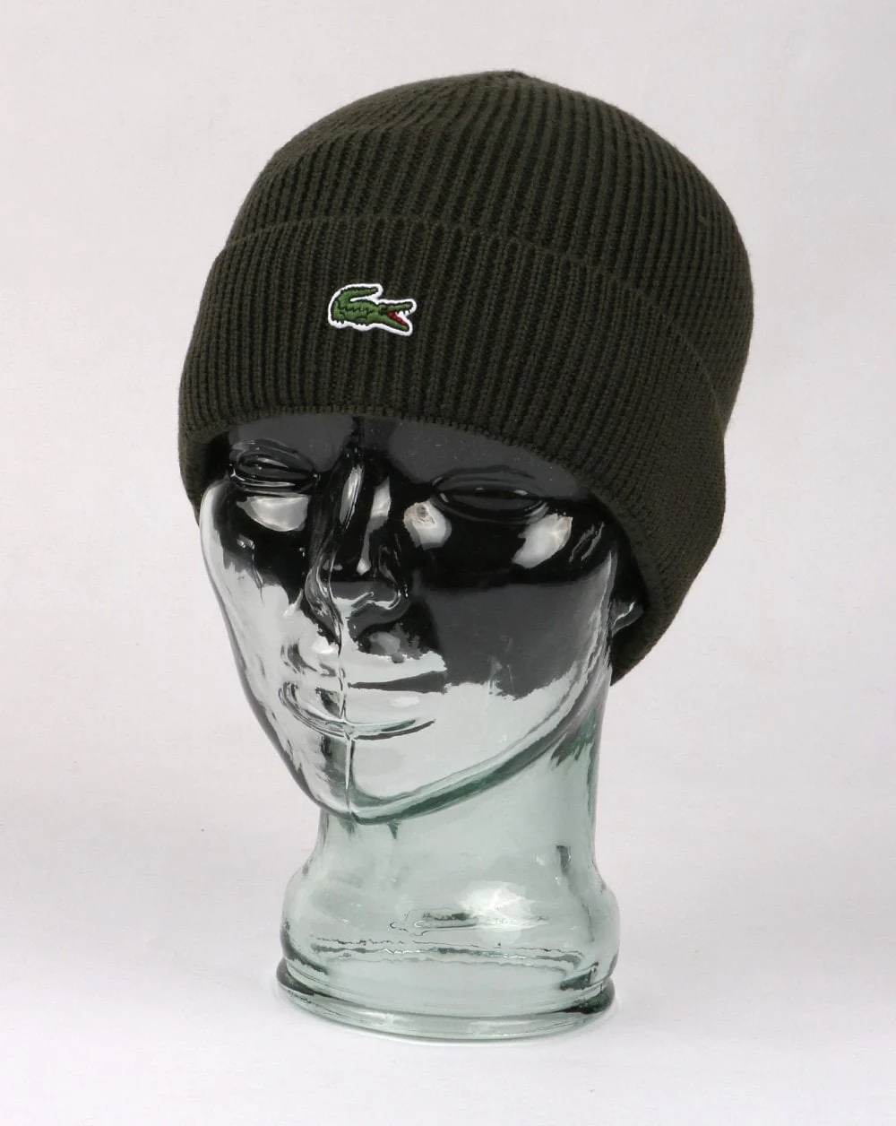 Lacoste Turn Up Ribbed Wool Beanie Green