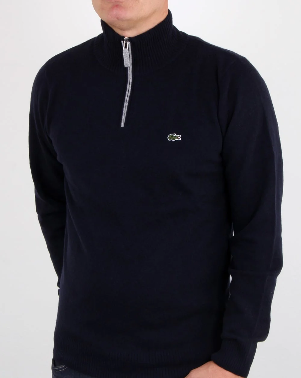 Lacoste Wool 1/4 Zip Jumper Navy - Image 2