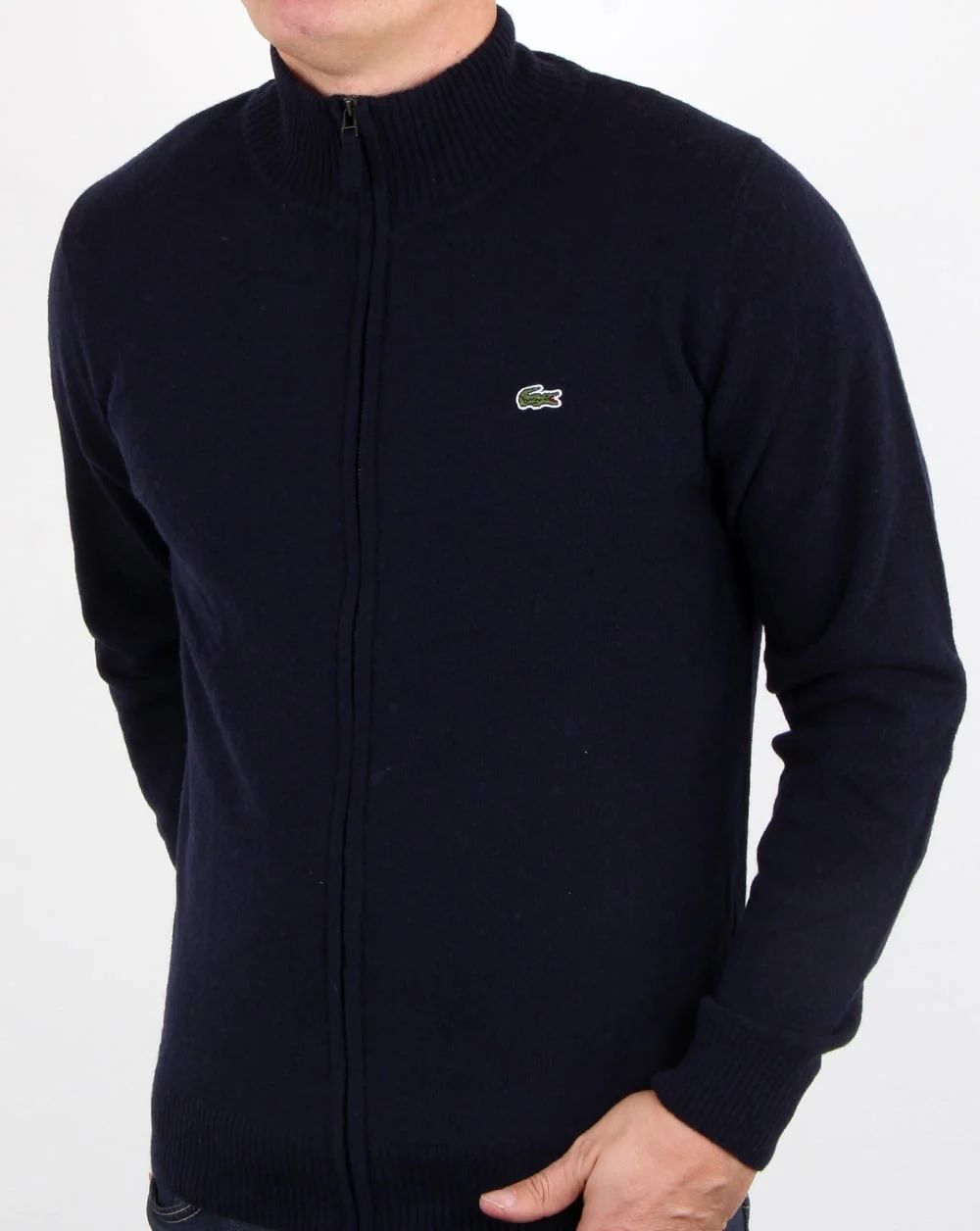 Lacoste Wool Full Zip Jumper Navy - Image 2