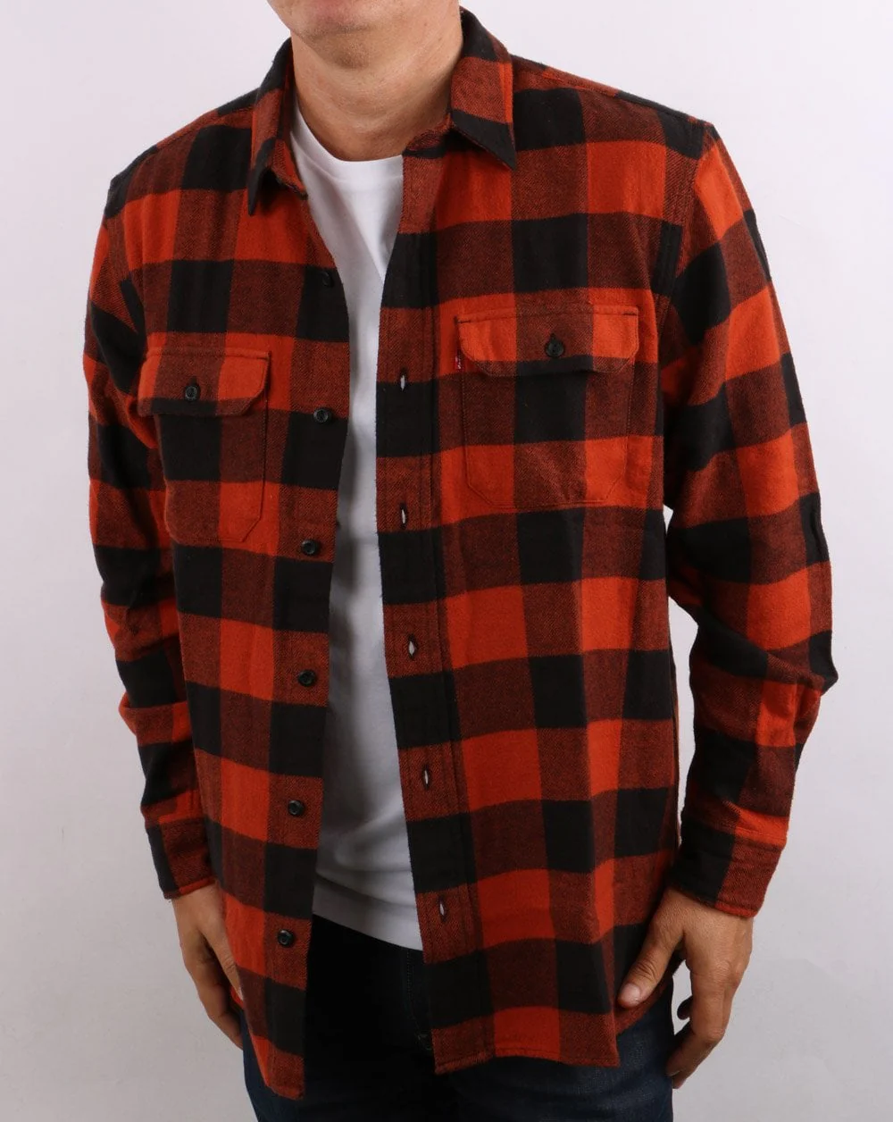 Levi's Classics Worker Check Shirt Burnt Orange - Image 4