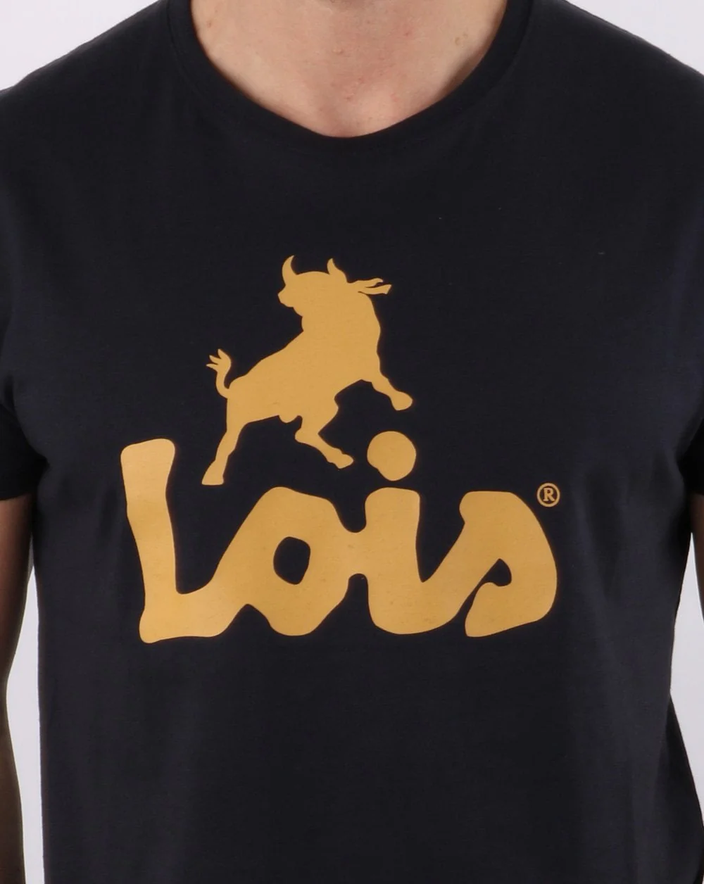 Lois Logo T Shirt Navy/Gold - Image 2