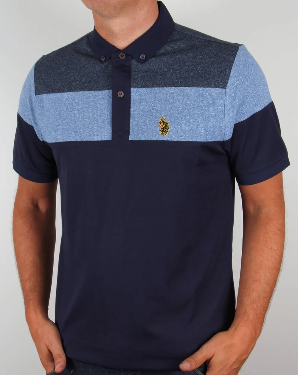 Luke Mickey Spacer Striped Polo Shirt Royal