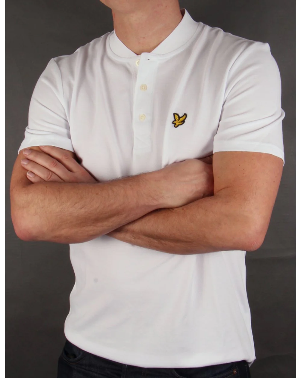 Lyle And Scott Bomber Collar Polo Shirt White - Image 3
