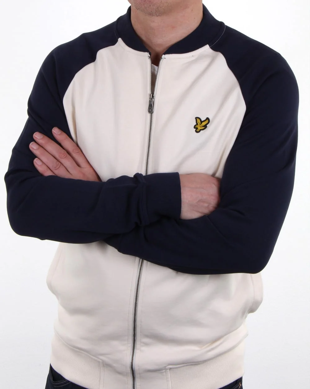 Lyle And Scott Bomber Sweatshirt Seashell White - Image 3