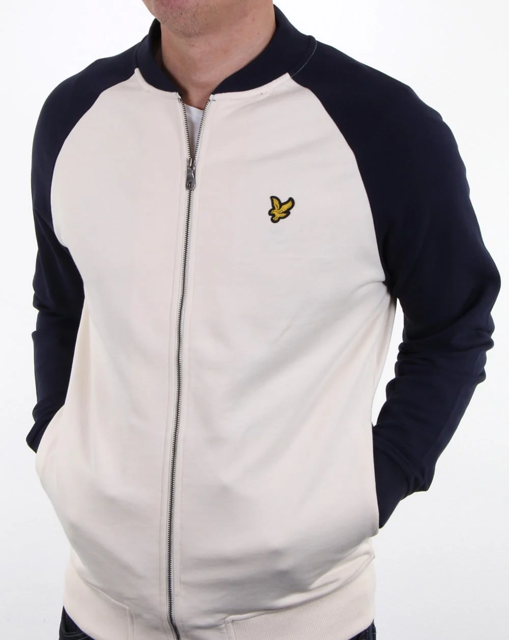 Lyle And Scott Bomber Sweatshirt Seashell White - Image 4