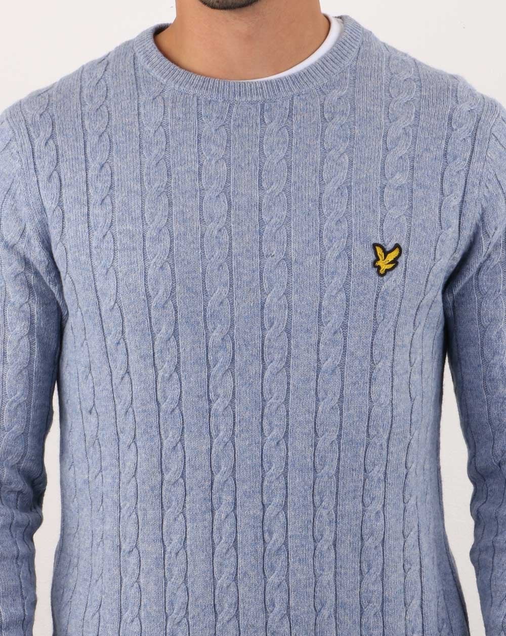 Lyle And Scott Cable Jumper Stone Blue - Image 2
