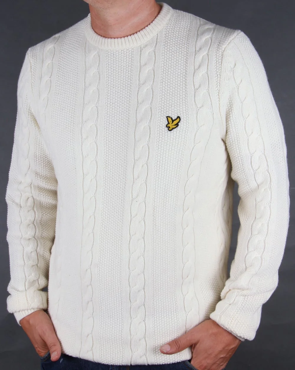 Lyle And Scott Cable Knit Lambswool Jumper Ivory