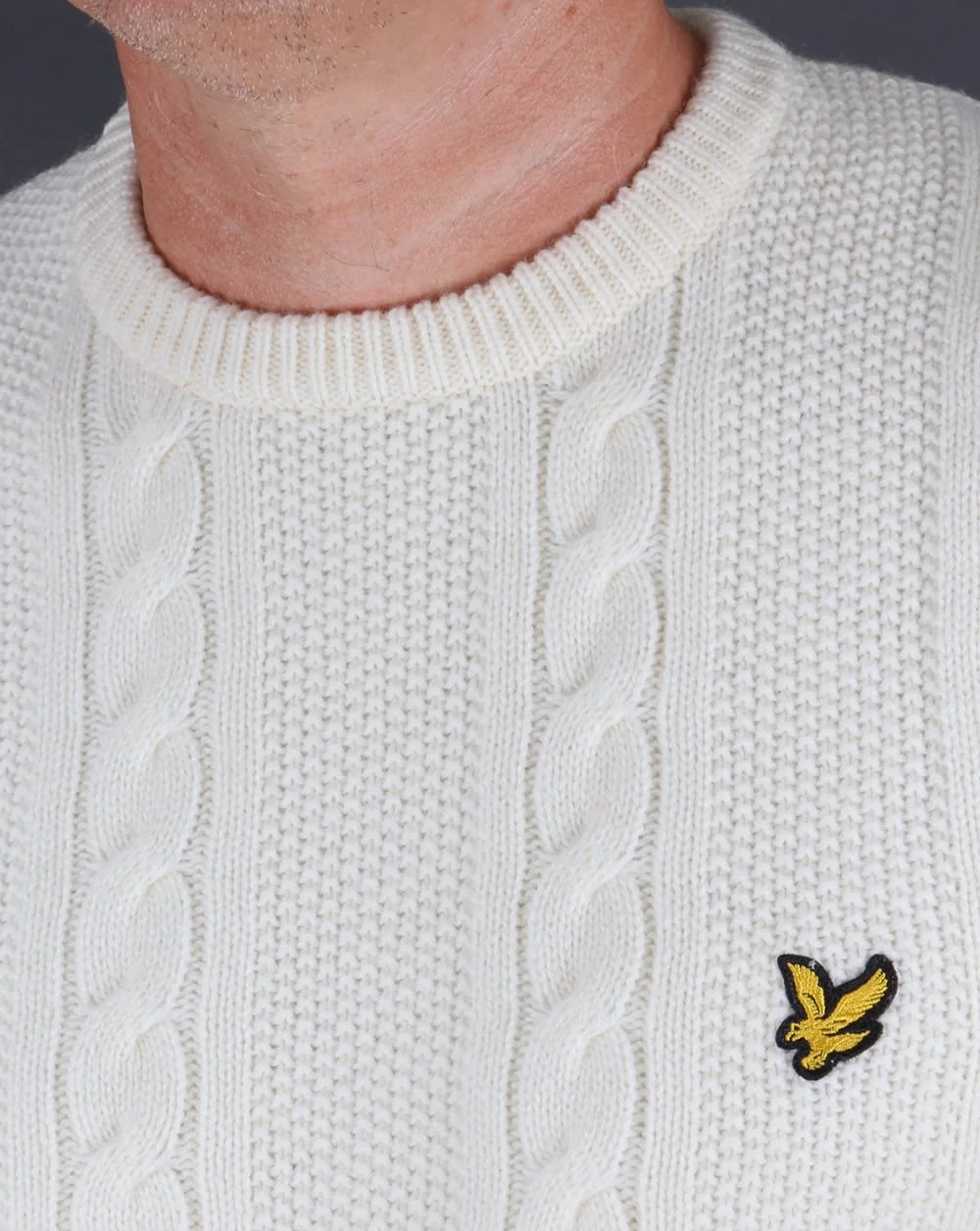 Lyle And Scott Cable Knit Lambswool Jumper Ivory - Image 2