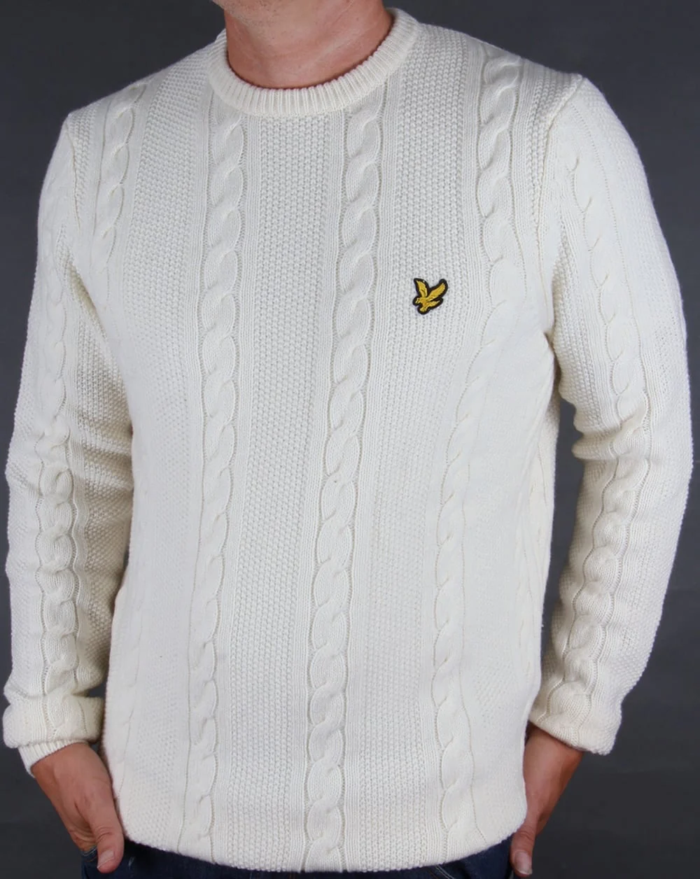 Lyle And Scott Cable Knit Lambswool Jumper Ivory - Image 4