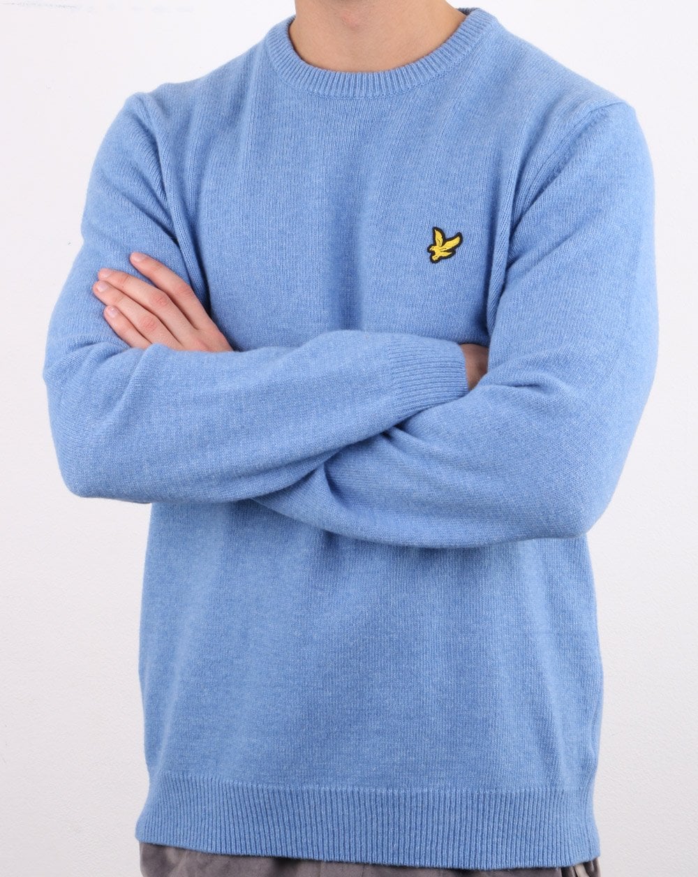 Lyle And Scott Crew Neck Lambswool Blend Jumper Stone Blue - Image 3