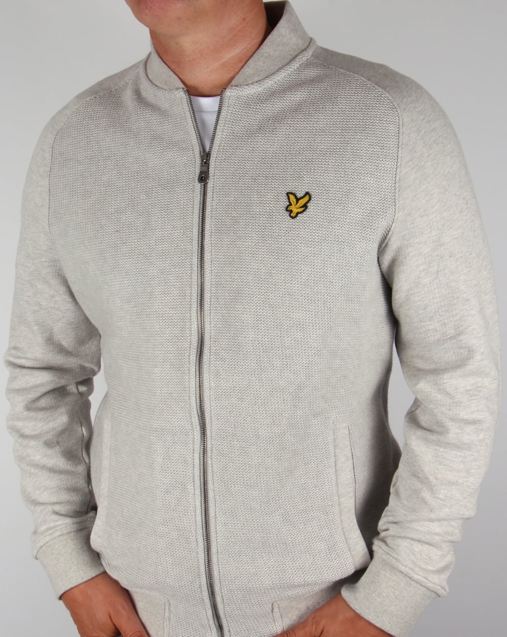 Lyle And Scott Double Faced Bomber Light Grey Marl