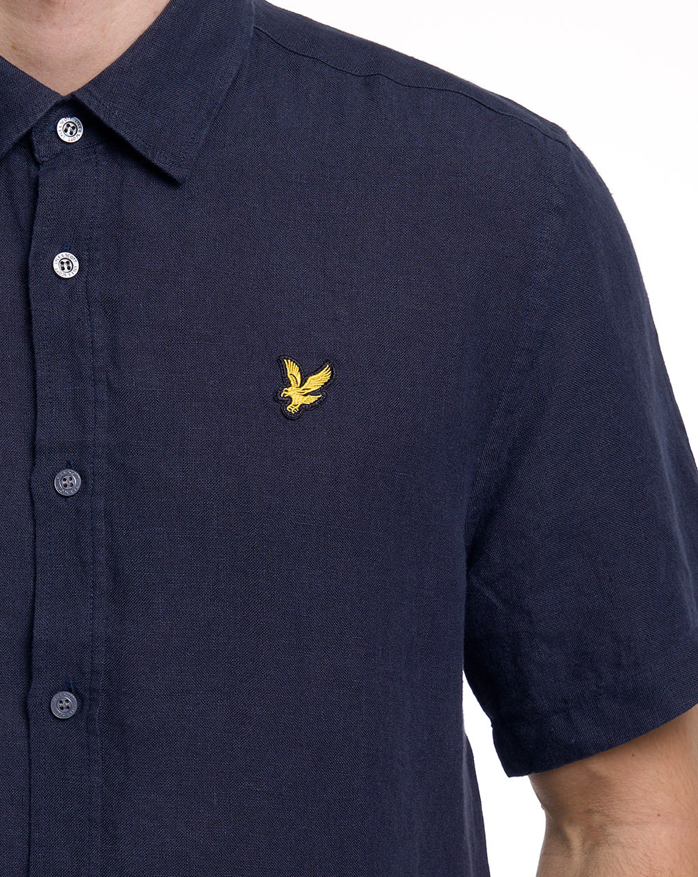 Lyle & Scott Linen Blend SS Shirt Dark Navy - Image 3