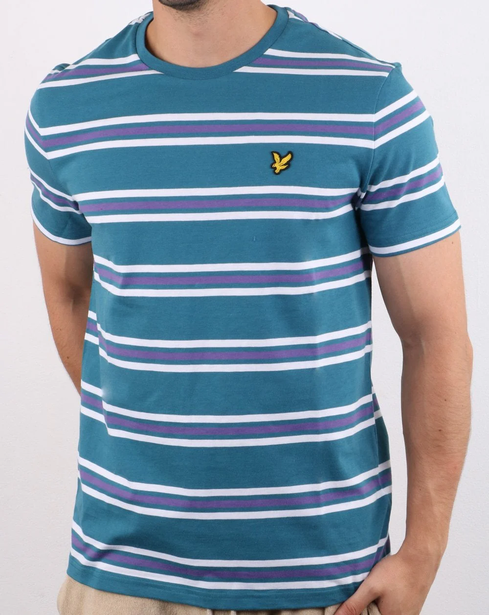 Lyle And Scott Multi Stripe T-shirt Teal - Image 2