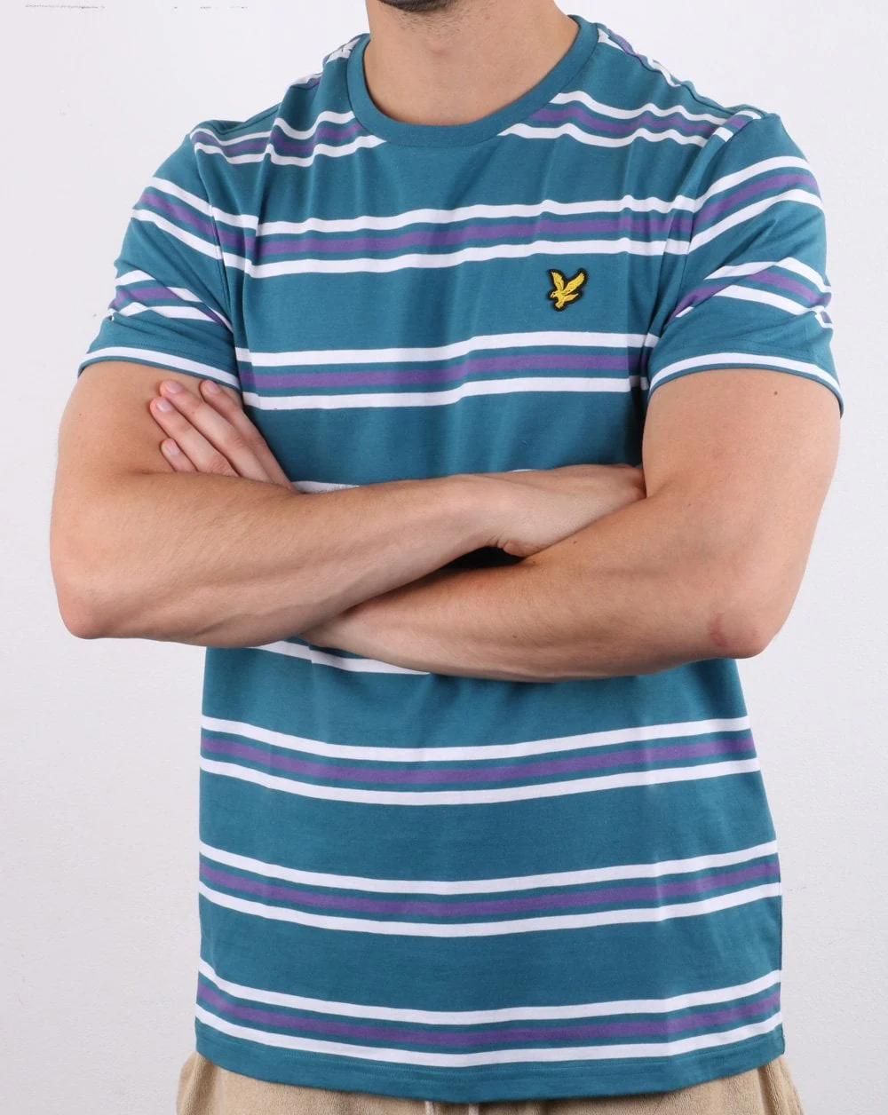 Lyle And Scott Multi Stripe T-shirt Teal - Image 3