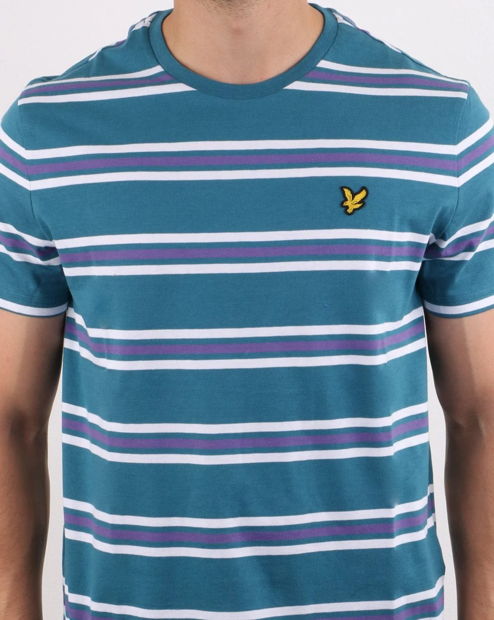 Lyle And Scott Multi Stripe T-shirt Teal - Image 4