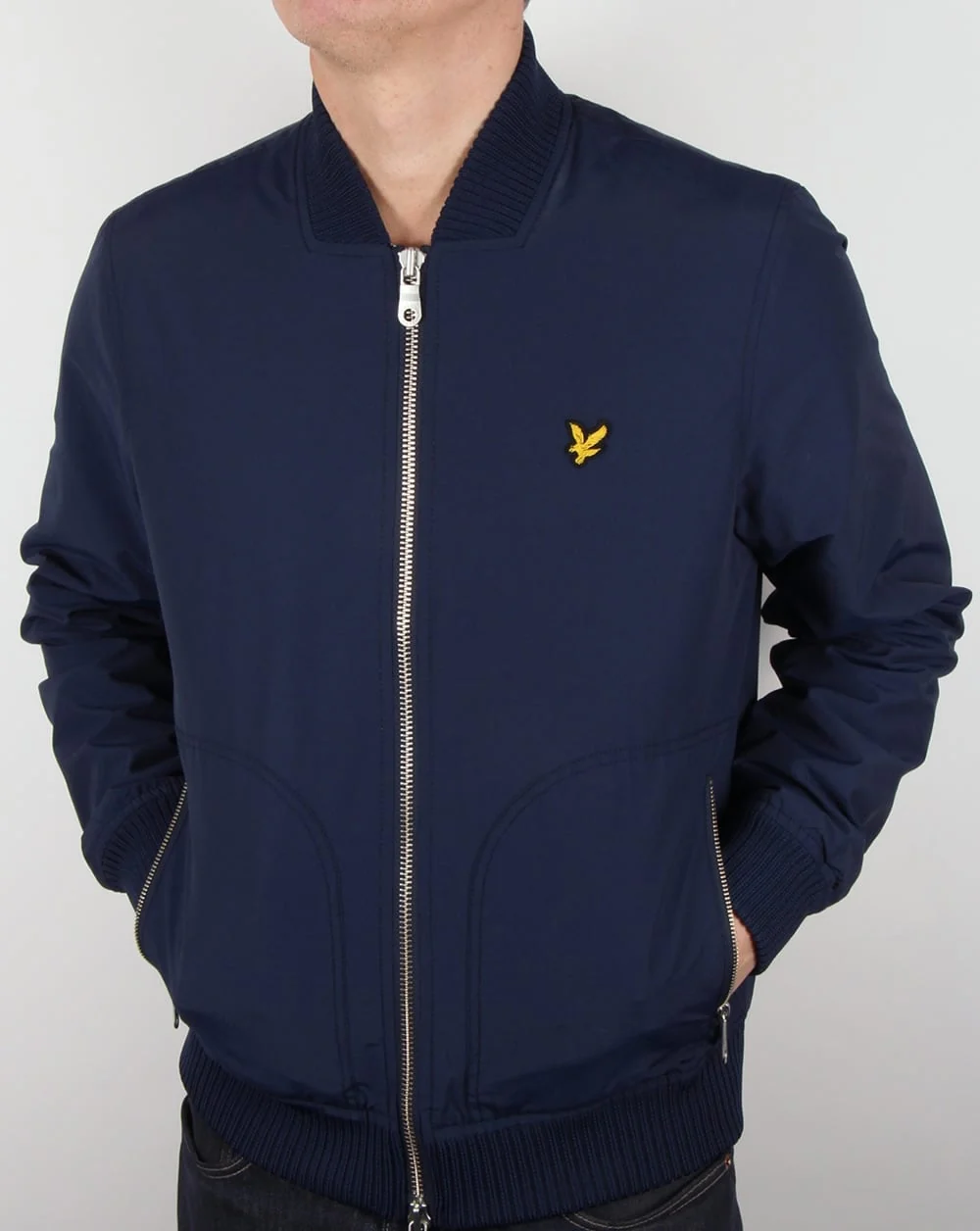Lyle And Scott Nylon Bomber Jacket Navy - Image 3