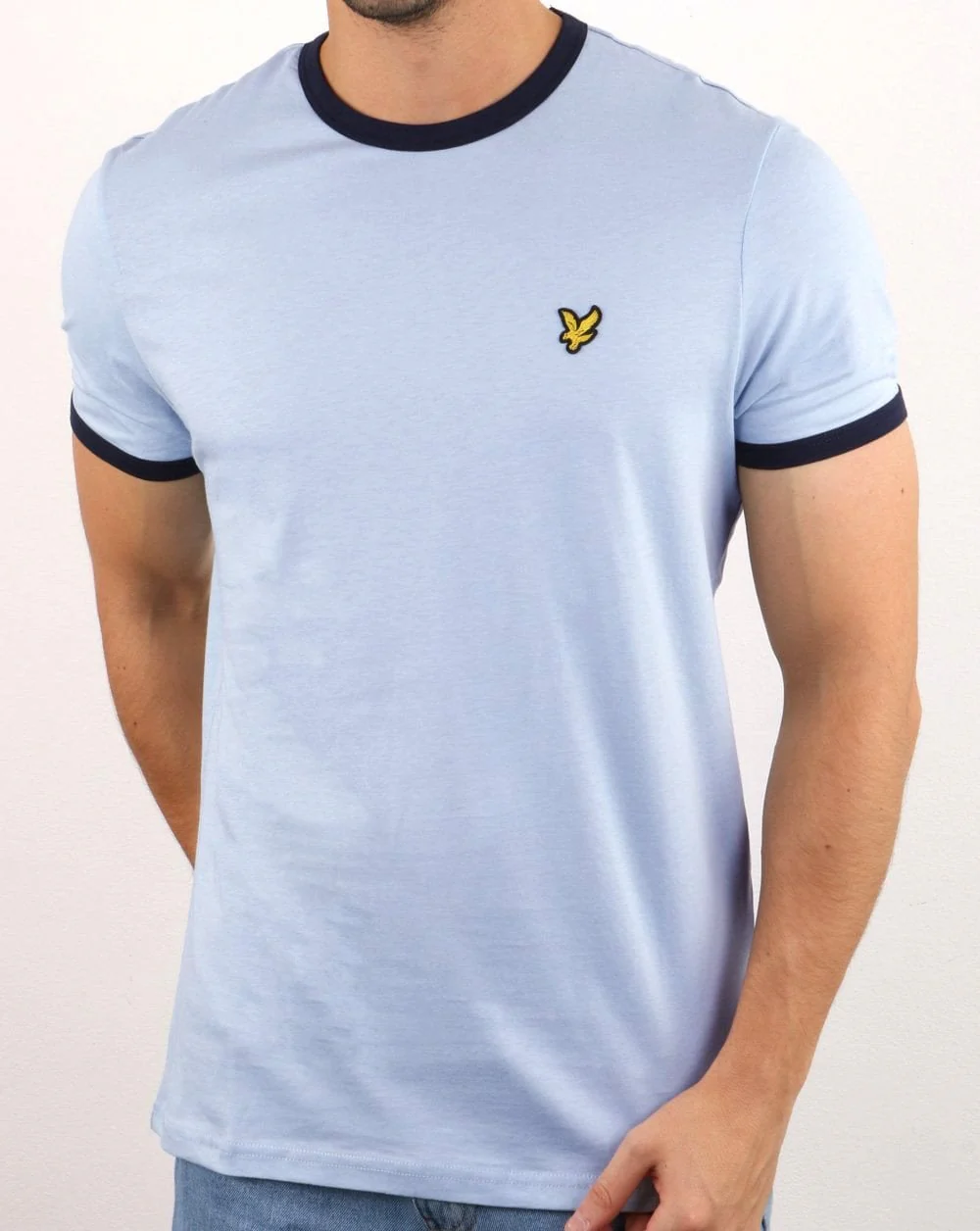 Lyle And Scott Ringer T Shirt Sky Blue/Navy - Image 2