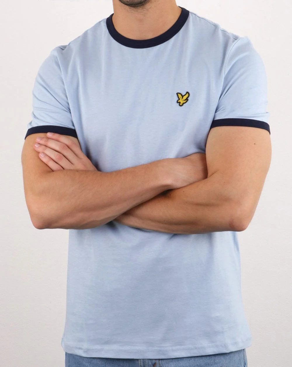 Lyle And Scott Ringer T Shirt Sky Blue/Navy - Image 3