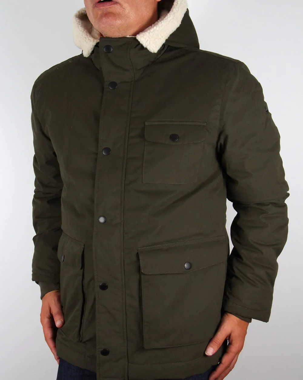 Lyle And Scott Shearling Lined Parka Dark Sage - Image 4