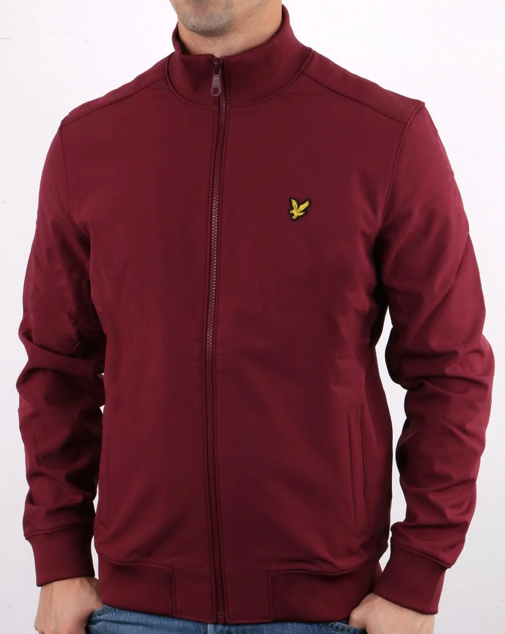 Lyle And Scott Softshell Funnel Neck Zip Through Jacket Burgundy